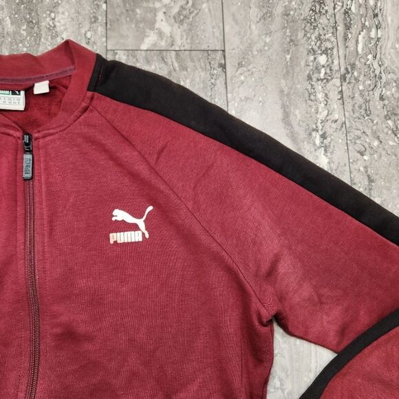 🇬🇪🍑Vintage Puma Burgundy & Black Zippered Track Jacket XLarge - Picture 5 of 11